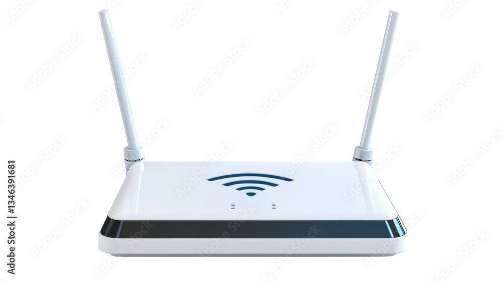 Fototapeta premium White wi-fi router providing wireless internet connectivity on transparent background
