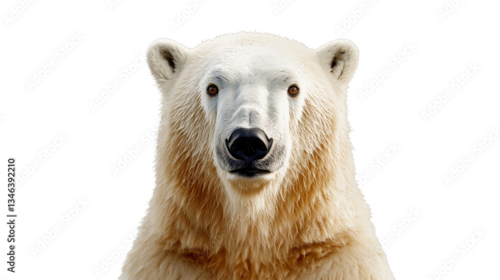 Fototapeta premium Polar bear staring with transparent background: majestic wildlife portrait