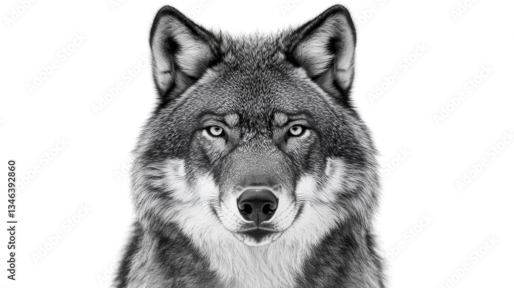 Obraz premium Portrait of a majestic wolf staring on transparent background