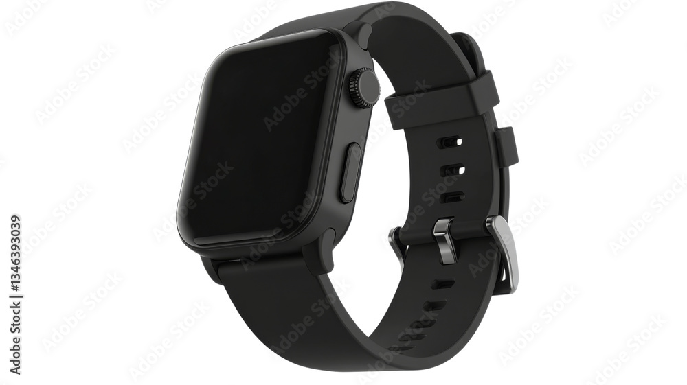 Black smartwatch with transparent background showing its modern design Black smartwatch with transparent background showing its modern design