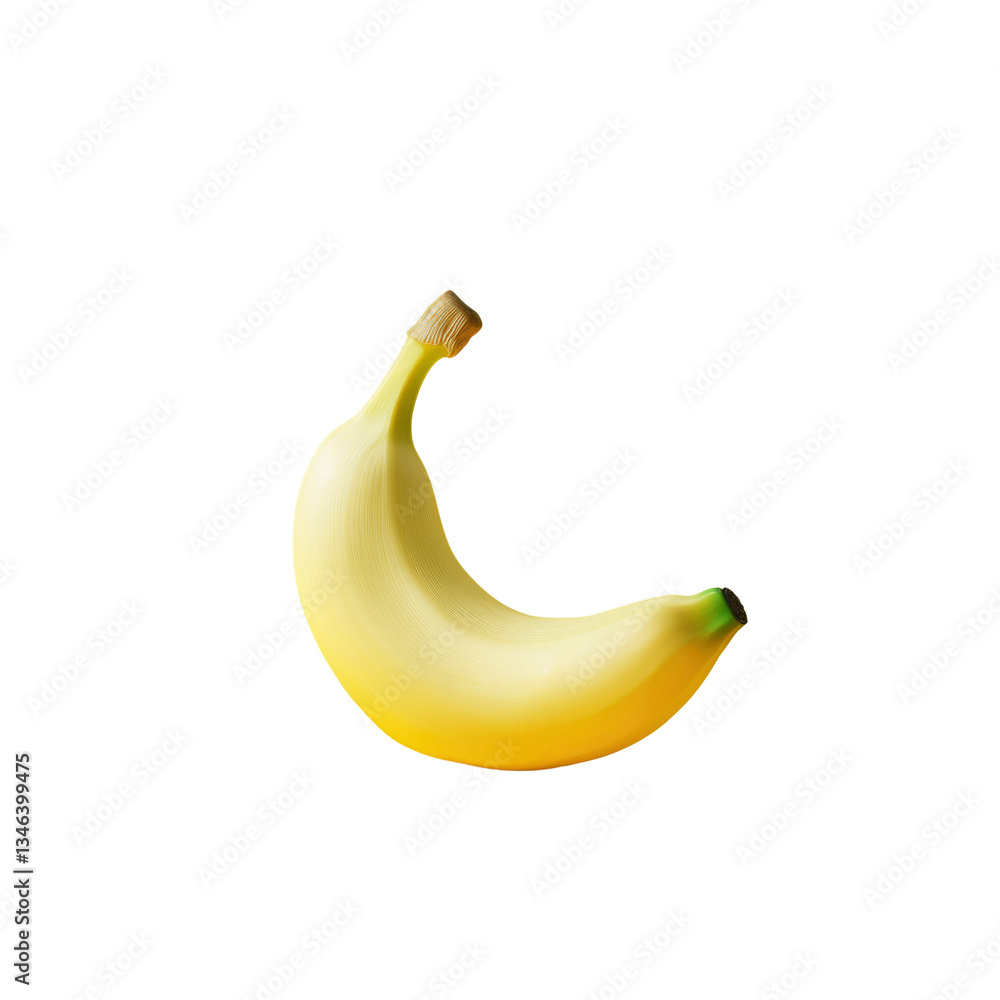 Single Ripe Yellow Banana Isolated on Transparent Background Single Ripe Yellow Banana Isolated on Transparent Background