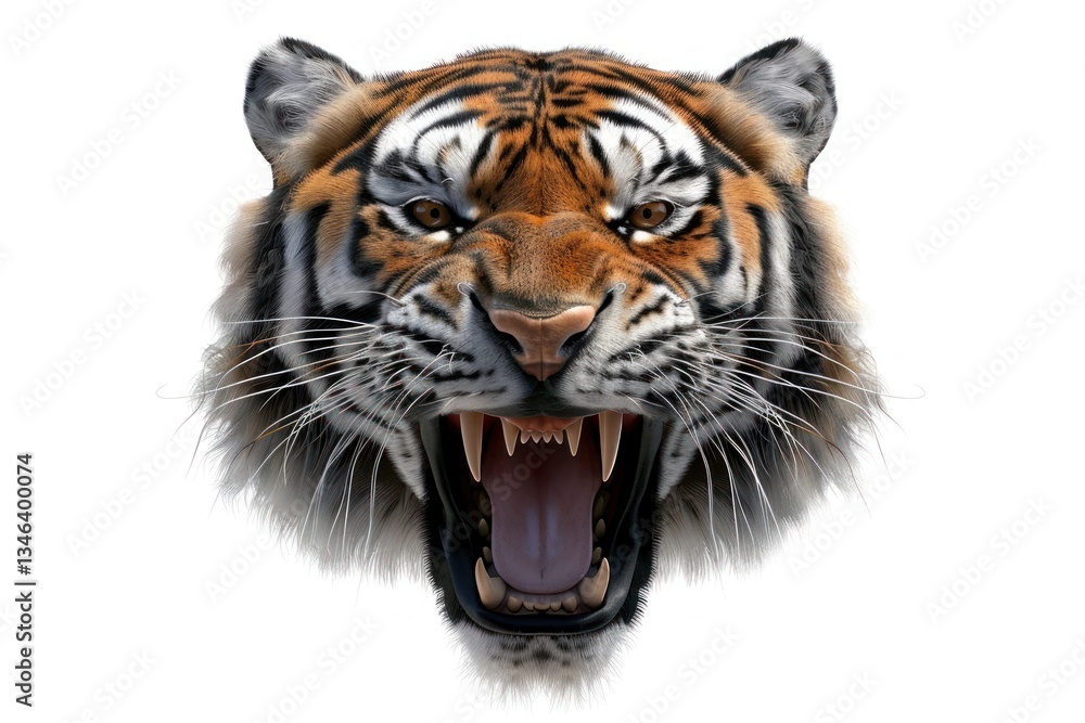 Fototapeta premium Wild animal face 3d animation wildlife mammal tiger.
