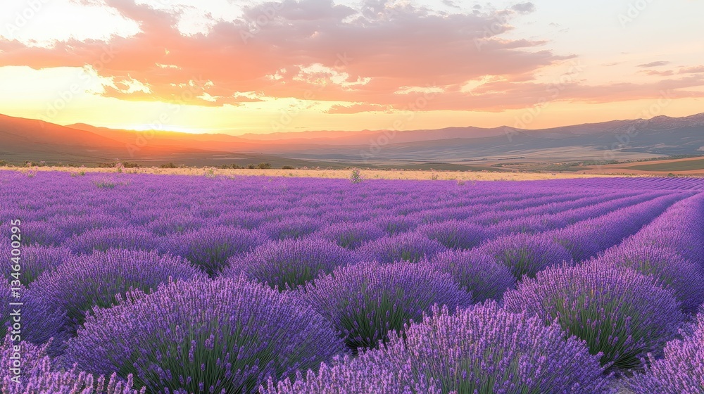 Fototapeta premium Lavender Field Sunset View (5)