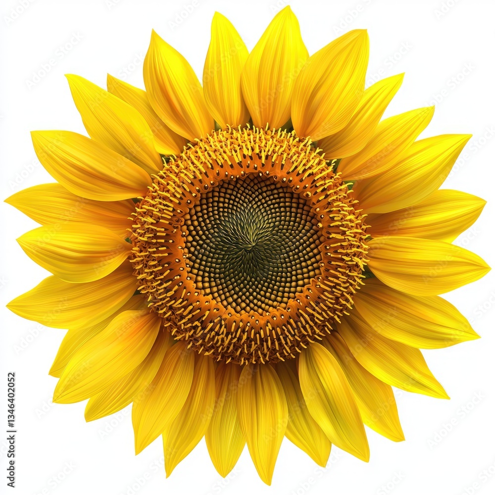 Fototapeta premium A Beautiful Sunflower Displays Its Golden Yellow Petals Facing Forward