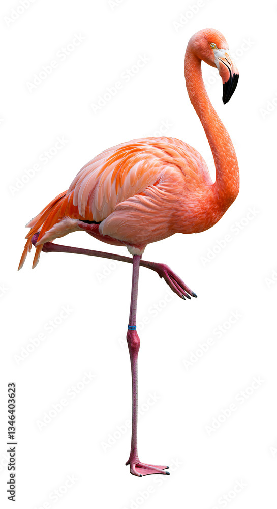 Fototapeta premium Flamingo standing on one leg png, exotic bird isolated on transparent background