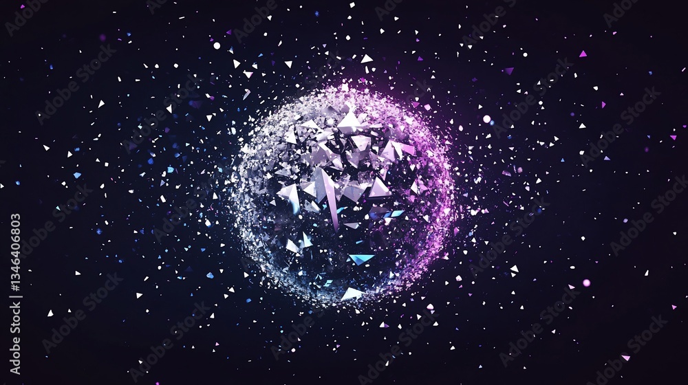 Obraz premium Abstract shattered sphere in space