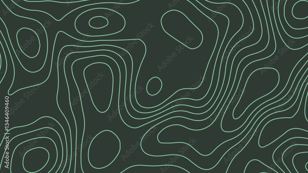 A topographic-style abstract pattern with smooth teal contour lines on a dark green background, A topographic-style abstract pattern with smooth teal contour lines on a dark green background,