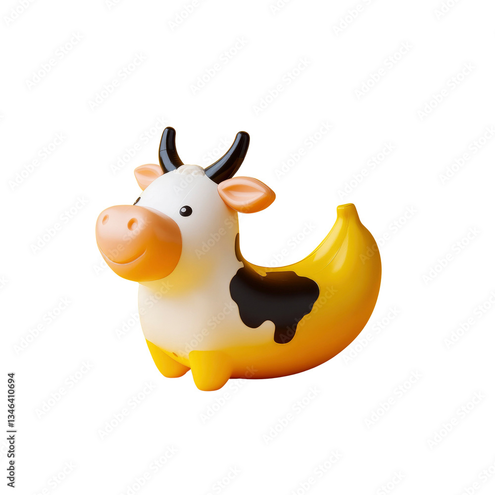 Fototapeta premium Adorable 3D Render of a Cow Shaped Banana