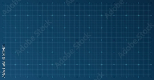 Dark blue blueprint background with a light cyan grid. Vector illustration of a technical draft for engineering, architecture, or mechanical design.


