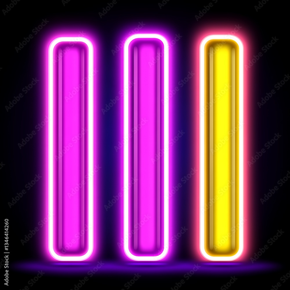 Three neon illuminated bars with different bright color combinations Three neon illuminated bars with different bright color combinations