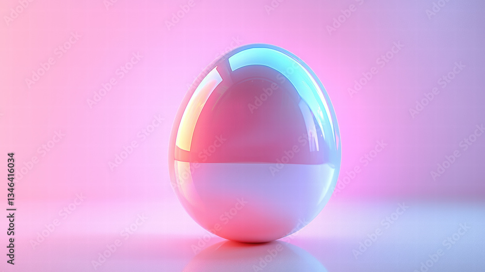 Neon easter egg concept. Glowing neon Easter egg with soft pastel reflections Neon easter egg concept. Glowing neon Easter egg with soft pastel reflections
