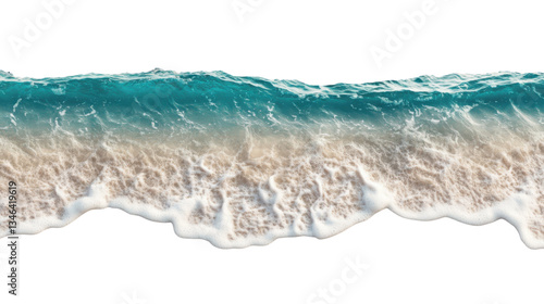 Fototapeta Naklejka Na Ścianę i Meble -  Soft ocean waves washing sandy beach with transparent background