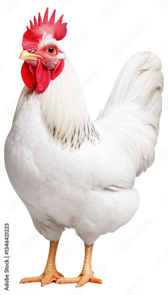 Fototapeta premium PNG White rooster with red comb and wattle