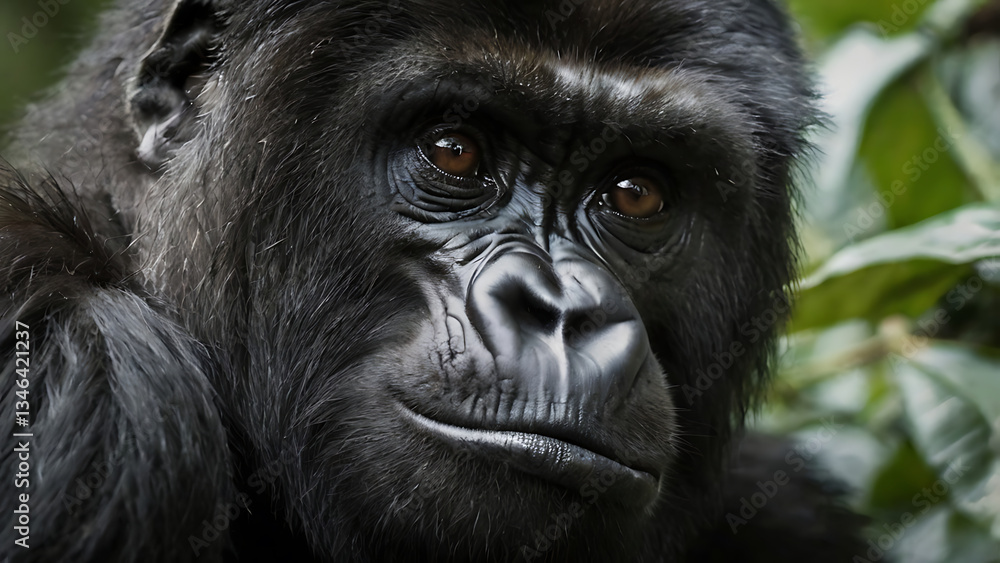 Close-up Portrait of a Wild Gorilla Relaxing in the Jungle Close-up Portrait of a Wild Gorilla Relaxing in the Jungle