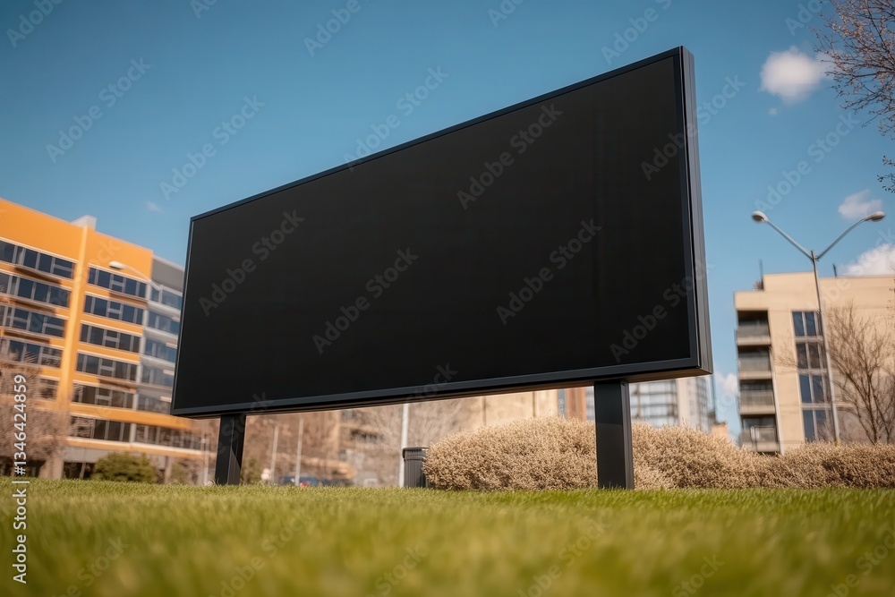 Obraz premium A tall blank billboard on an industrial building, ready for advertising opportunities in an urban setting.