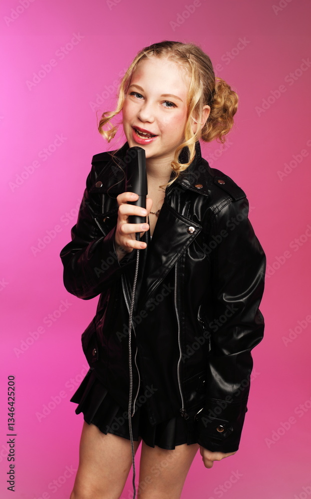 Fototapeta premium Ten-Year-Old Singing with Joy