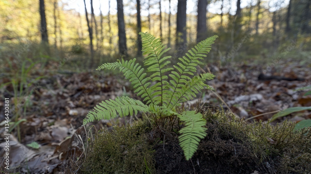 Forest fern sprout autumn leaves background nature photography Forest fern sprout autumn leaves background nature photography