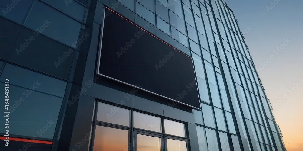 Obraz premium Vacant billboard on a towering building, waiting for the next big advertisement to fill the space.