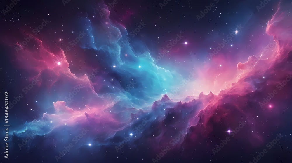 Obraz premium A space nebula gradient with galactic pinks, blues, and purples
