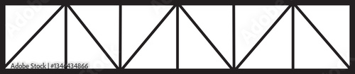 Roof metal truss construction icon in outline style. Roofing steel frame. Vector architectural blueprint. Element for rafter. Illustration for engineering sign isolated on transparent background.
