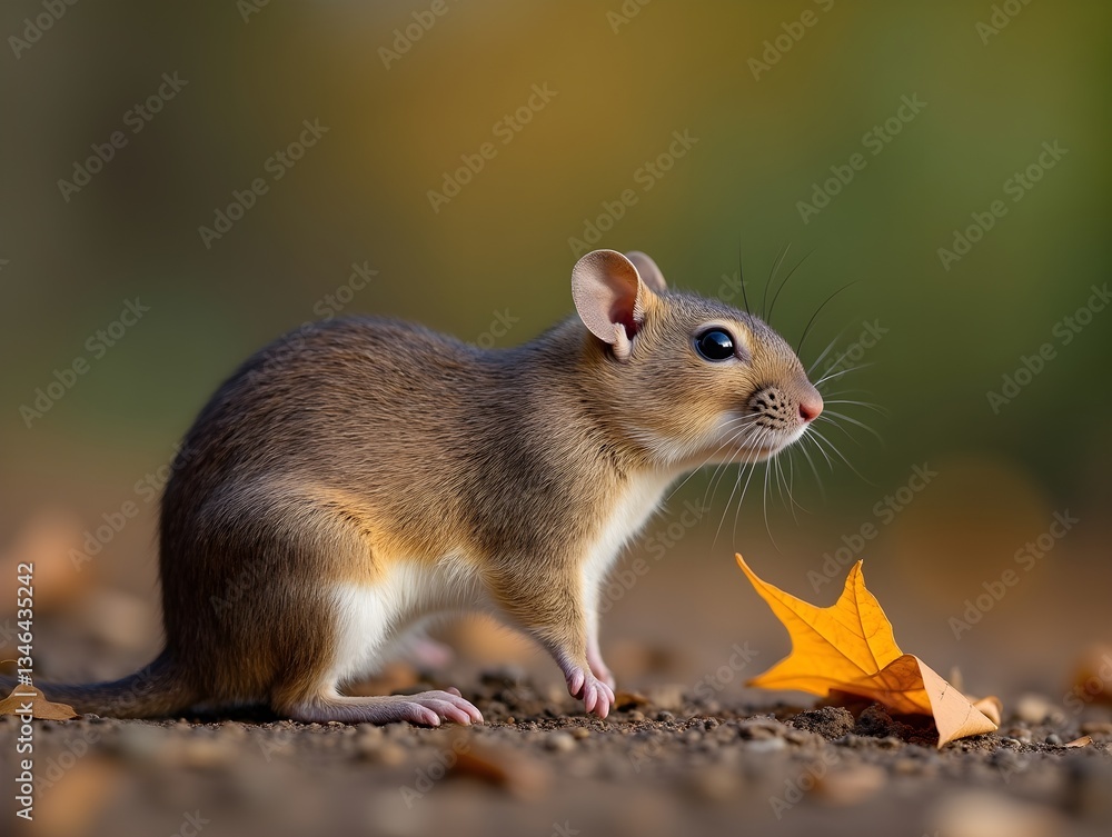 Brown rat stands cautiously on dirt with fallen leaf nearby For Social Media Post Size Brown rat stands cautiously on dirt with fallen leaf nearby For Social Media Post Size