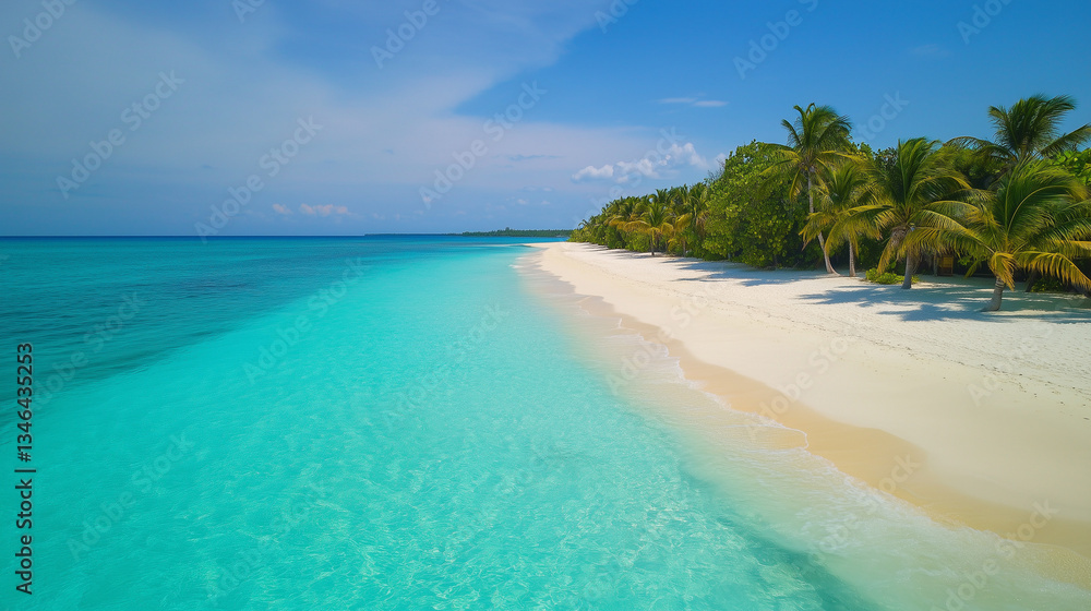 Naklejka premium Tropical beach with turquoise water and golden sand