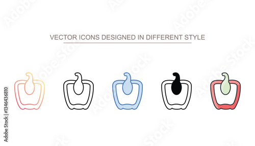 Pepper Half Cut icon design with white background stock illustration