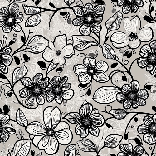 Wallpaper Mural Floral Zentangle Vines Seamless Leafy Pattern Design for Textile Wallpaper and Web Torontodigital.ca