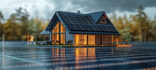 Obraz na płótnie Modern Smart Home Concept with Green Energy. w salonie