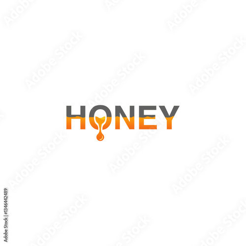 Elegant Honey Text with Dripping Nectar Logo