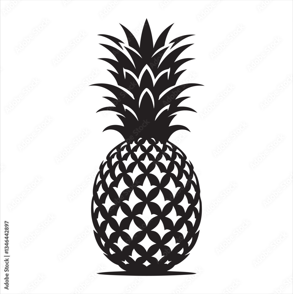 Obraz premium Pineapple vector silhouette illustration