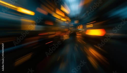 Abstract Light Speed Blur Background with Orange and Blue