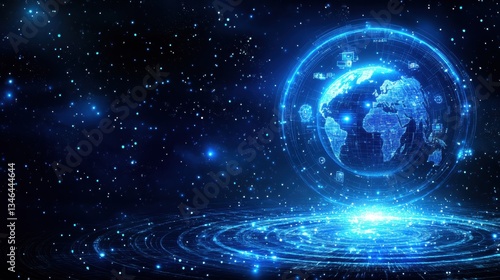 Futuristic Digital Earth with Data and Connections in Space