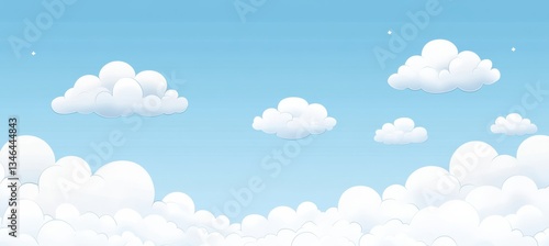 Obraz na płótnie Light Blue Background with White Bokeh and Clouds. w salonie