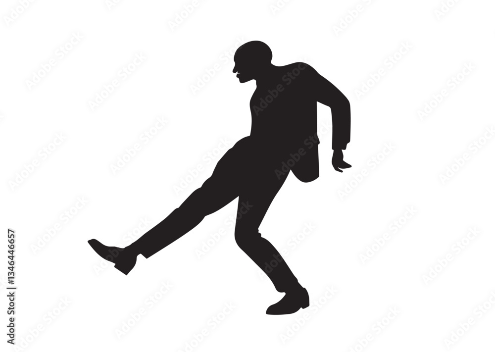 Naklejka premium Male body posing with business working suit silhouette black color isolated on white background Vector illustration