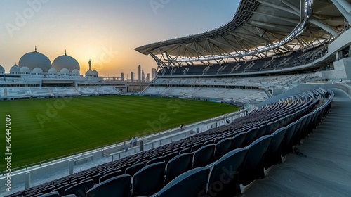 Exciting sports event at iconic stadium abu dhabi image of stadium's grand design scenic evening view