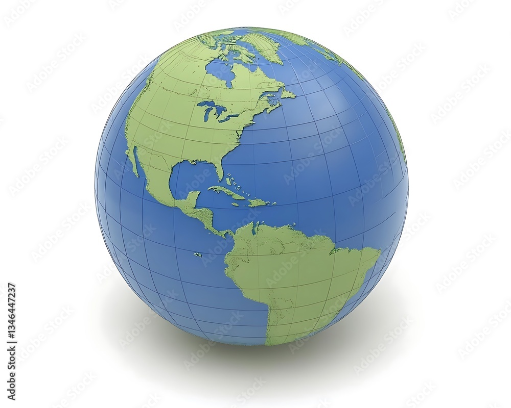 A three dimensional model showing the globe of planet earth A three dimensional model showing the globe of planet earth