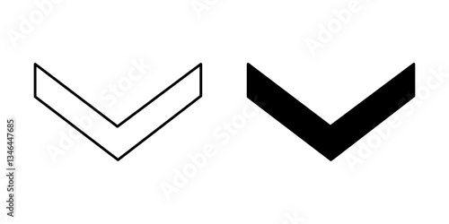 Down Arrow Icon – Outline and Solid Style