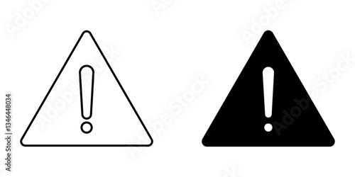 Warning Sign Icon – Line and Solid Style