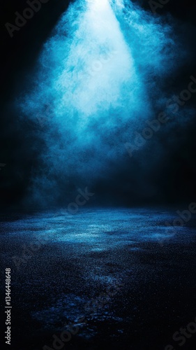 Obraz na płótnie Mysterious blue light in a dark room. w salonie