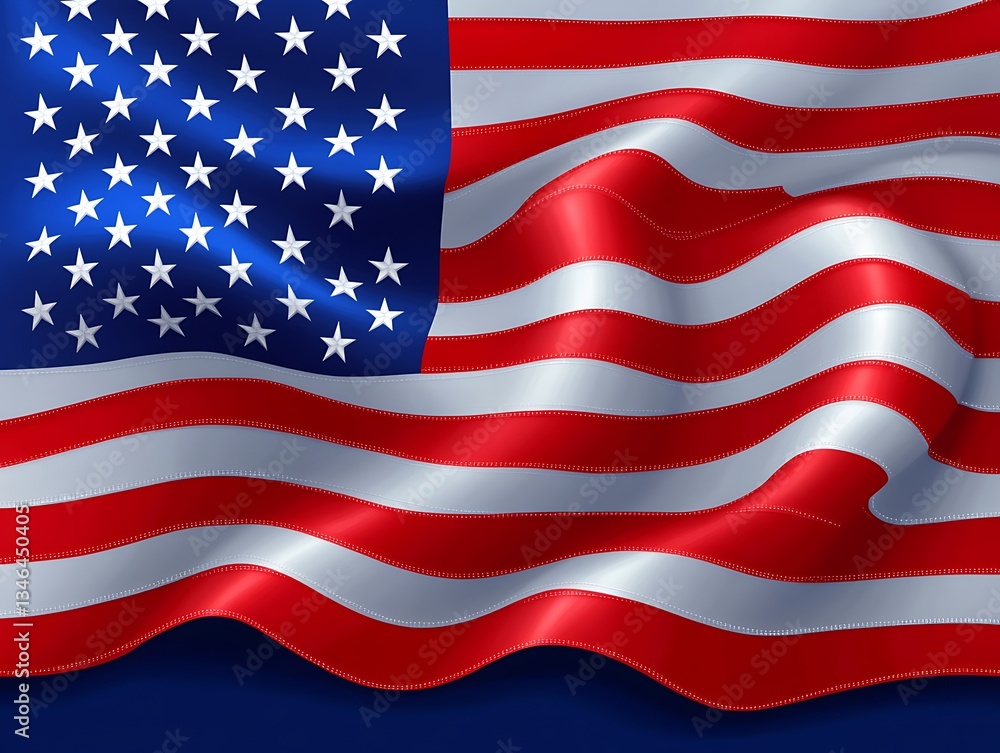 Naklejka premium A waving and elegant illustrative depiction of the american flag