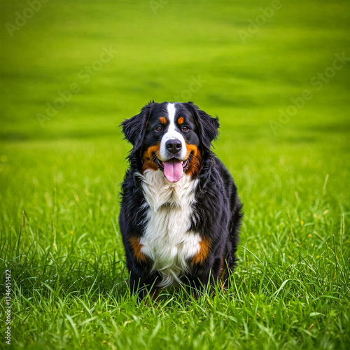 Border Collie Lying on a Fresh Green Lawn, Relaxing but Still Alert, Observing Its Surroundings with Sharp Focus