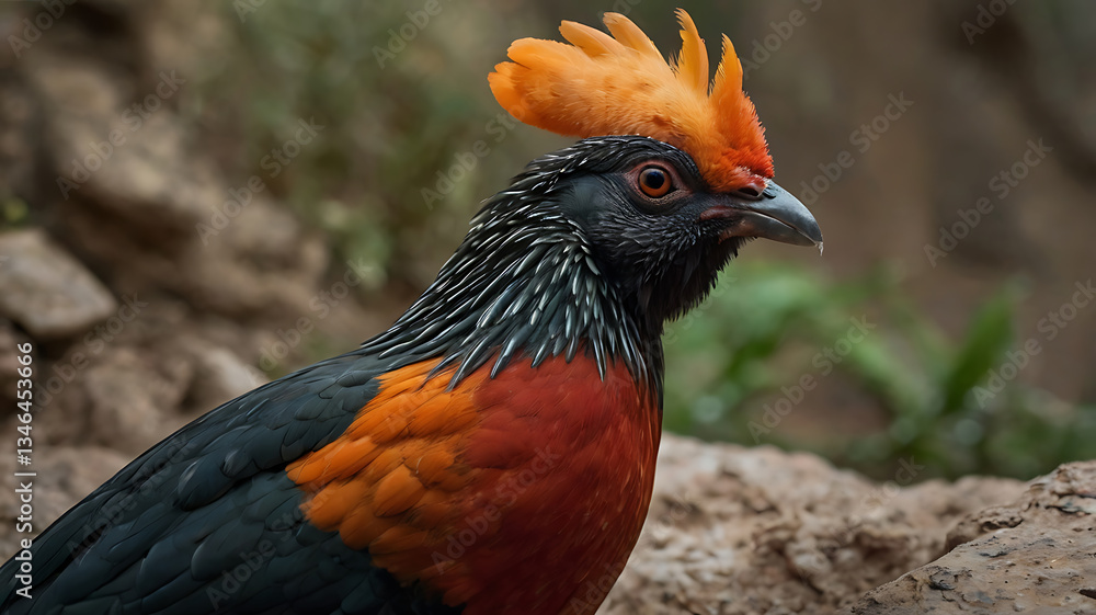 custom made wallpaper toronto digitalObserving Colorful Himalayan Monal Bird with Crest Feathers in Natural Habitat