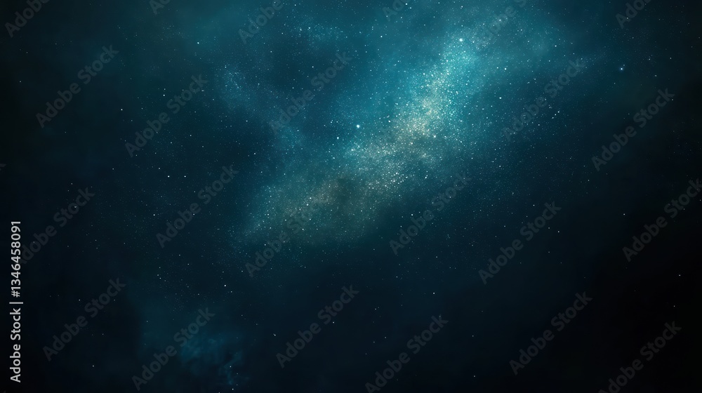Fototapeta premium Teal nebula cosmic dust, space background, interstellar gas cloud, for science fiction