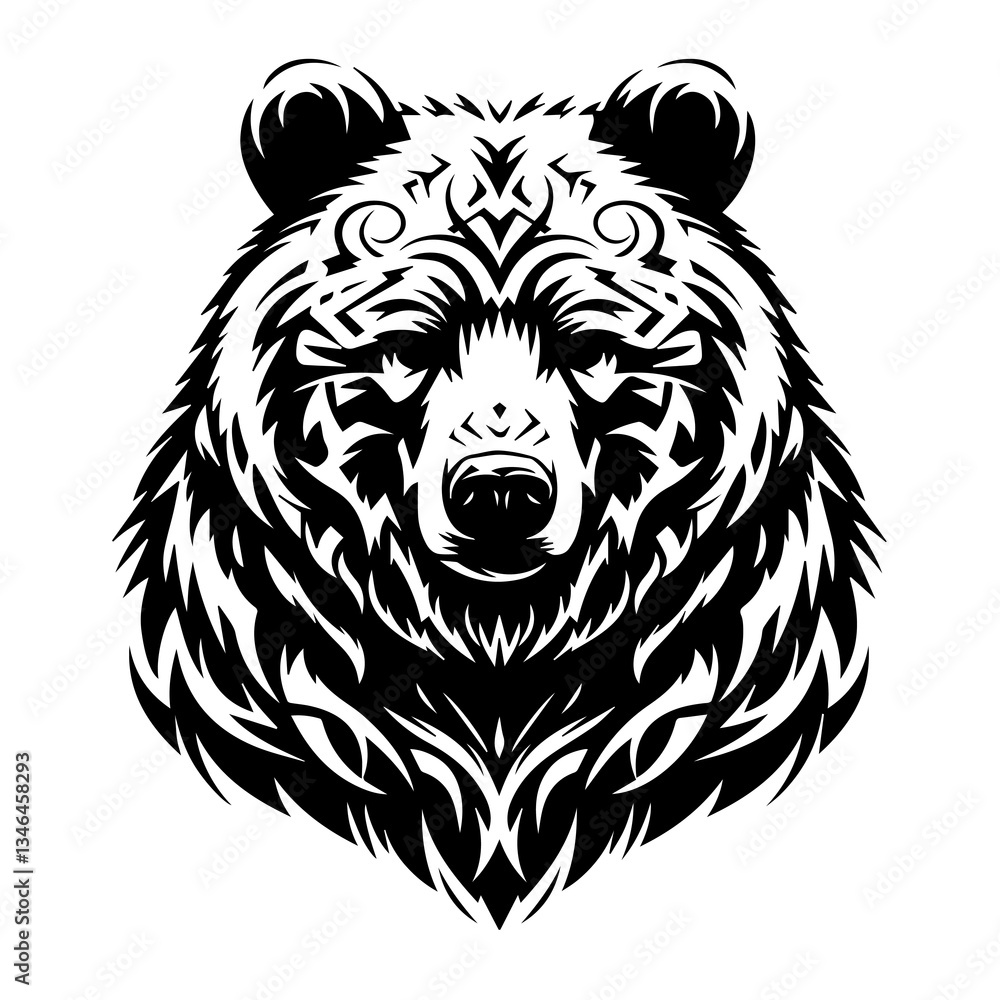 Bear head logo outline vector illustration, transparent background. Bear head logo outline vector illustration, transparent background.