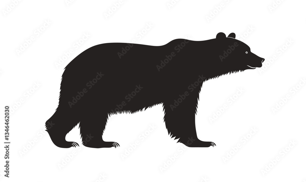 Fototapeta premium Minimalist Black Bear Silhouette Vector Art for Nature and Wildlife Designs
