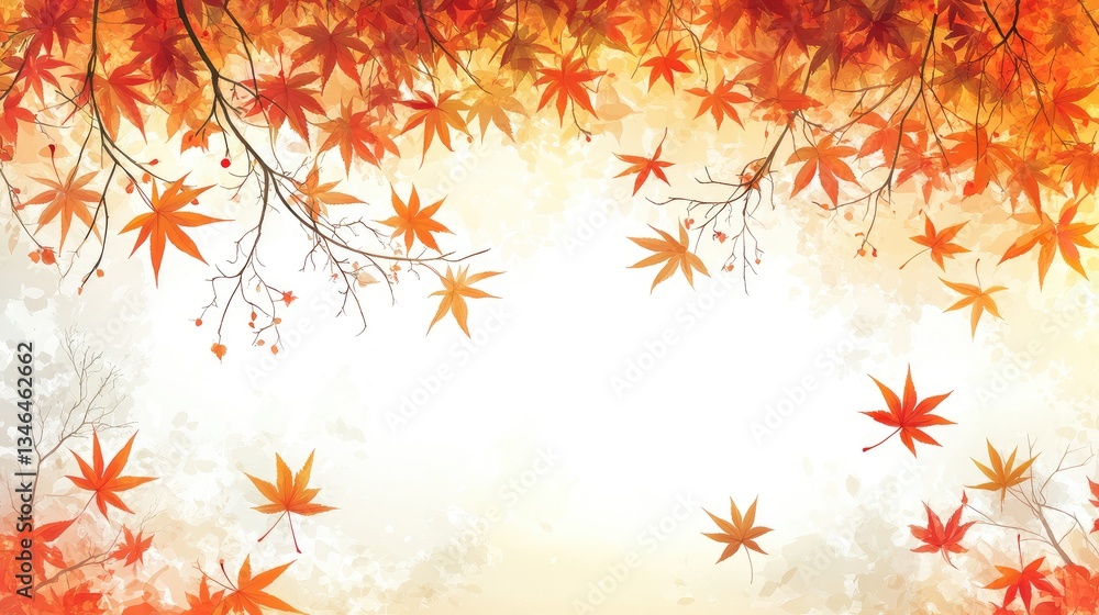 Autumn Maple Leaves Frame, Fall Background, Nature Design Autumn Maple Leaves Frame, Fall Background, Nature Design