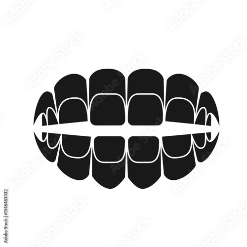 Teeth with gums icon vector in black color with white background