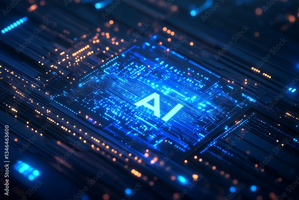 Stylized Circuit Board with AI Designation Stylized Circuit Board with AI Designation