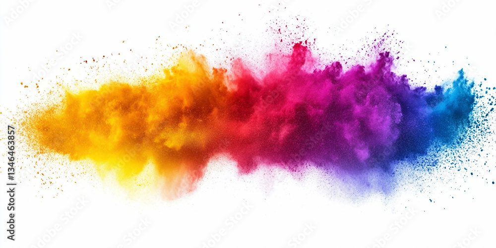 Obraz premium Vibrant powder explosion in motion, isolated on a white background